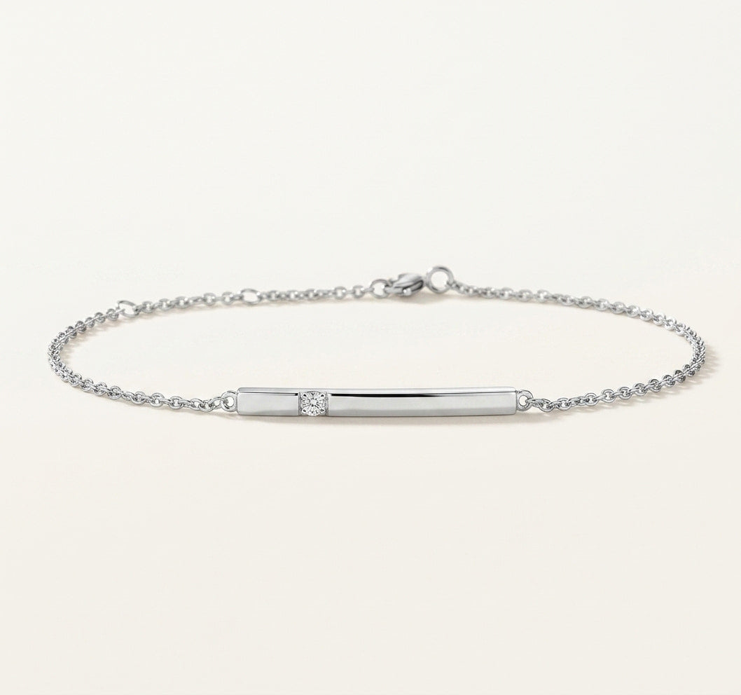 diamond inset horizontal bar chain bracelet in gold