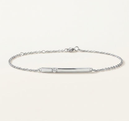 Diamond Inset Horizontal Bar Chain Bracelet in Gold