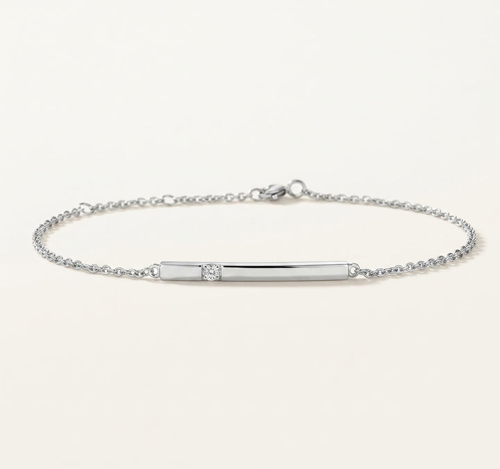 Diamond Inset Horizontal Bar Chain Bracelet in Gold