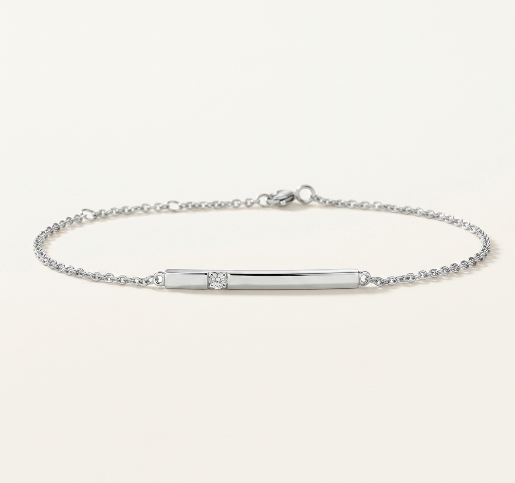 diamond inset horizontal bar chain bracelet in gold