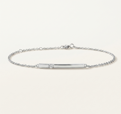 Diamond Inset Horizontal Bar Chain Bracelet in Gold