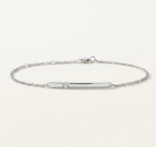 Diamond Inset Horizontal Bar Chain Bracelet in Gold