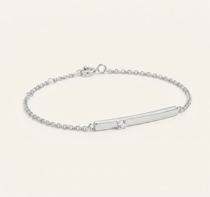 Diamond Inset Horizontal Bar Chain Bracelet in Gold