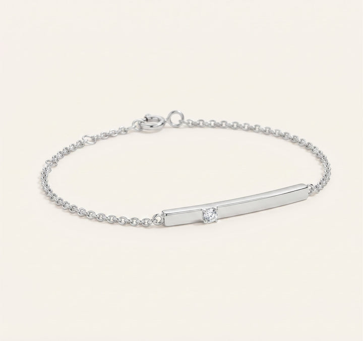 Diamond Inset Horizontal Bar Chain Bracelet in Gold