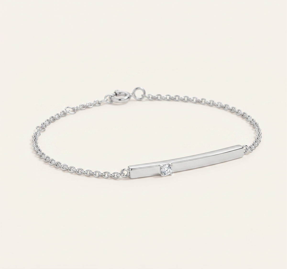 diamond inset horizontal bar chain bracelet in gold