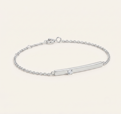 Diamond Inset Horizontal Bar Chain Bracelet in Gold
