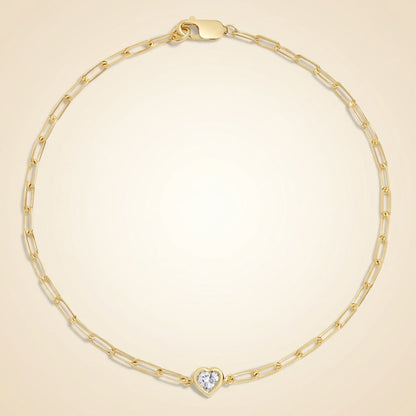 7 in. Heart Shaped Lab Diamond Paperclip Chain Bracelet
