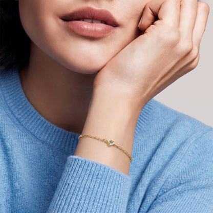 7 in. Heart Shaped Lab Diamond Paperclip Chain Bracelet