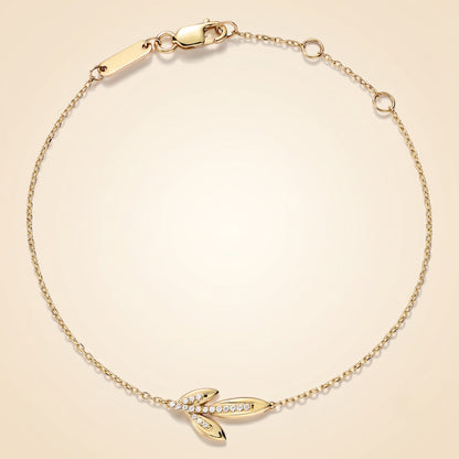 Pavé Diamond Olive Branch Chain Bracelet in Gold