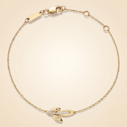 Pavé Diamond Olive Branch Chain Bracelet in Gold