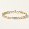Bezel-Set Emerald Cut Diamond Tennis Bracelet in Gold