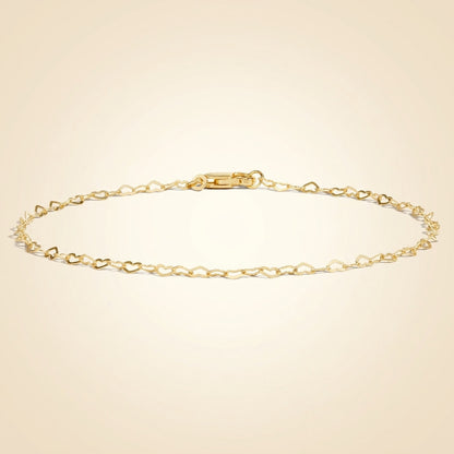 Interlocking Heart Link Chain Bracelet in 14K Gold