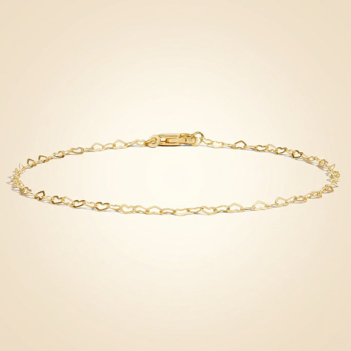 Interlocking Heart Link Chain Bracelet in 14K Gold
