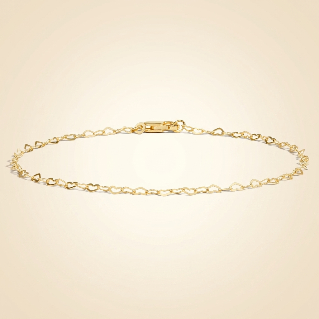interlocking heart link chain bracelet in 14k gold