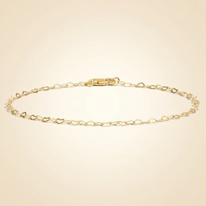 Interlocking Heart Link Chain Bracelet in 14K Gold