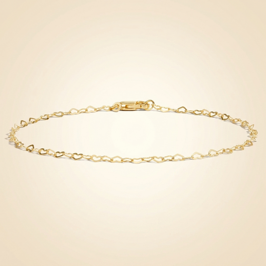 Interlocking Heart Link Chain Bracelet in 14K Gold