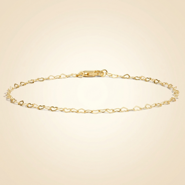 Interlocking Heart Link Chain Bracelet in 14K Gold