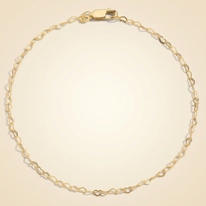 Interlocking Heart Link Chain Bracelet in 14K Gold