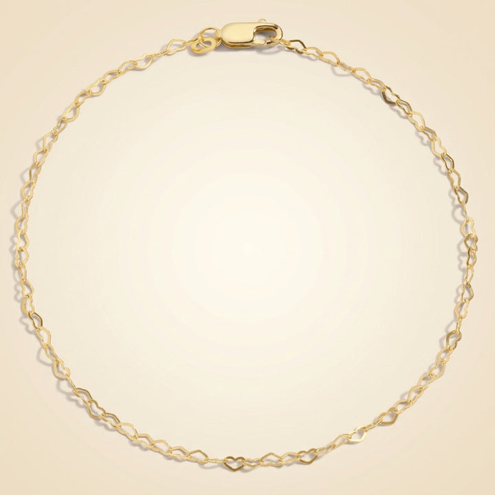 Interlocking Heart Link Chain Bracelet in 14K Gold