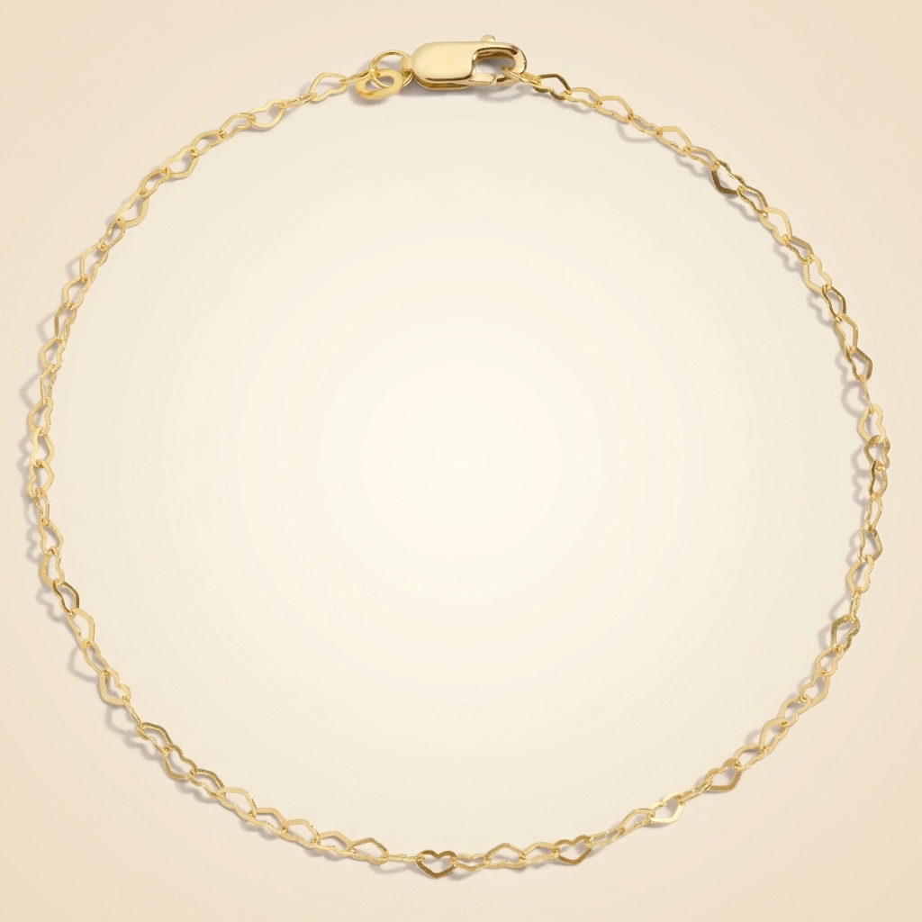 interlocking heart link chain bracelet in 14k gold