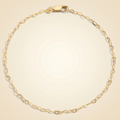 Interlocking Heart Link Chain Bracelet in 14K Gold