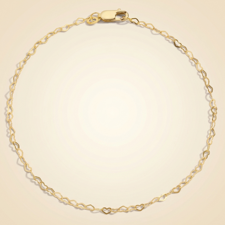 Interlocking Heart Link Chain Bracelet in 14K Gold