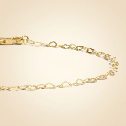 Interlocking Heart Link Chain Bracelet in 14K Gold