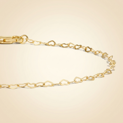 Interlocking Heart Link Chain Bracelet in 14K Gold