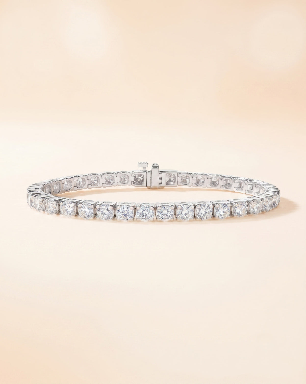 lab grown round diamond four prong tennis bracelet in gold