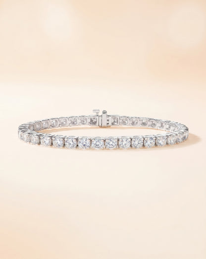 Lab Grown Round Diamond Four Prong Tennis Bracelet in Gold