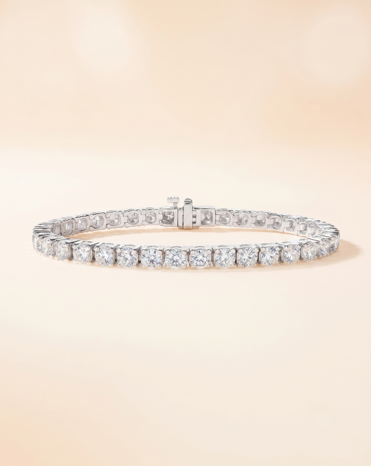 lab grown round diamond four prong tennis bracelet in gold