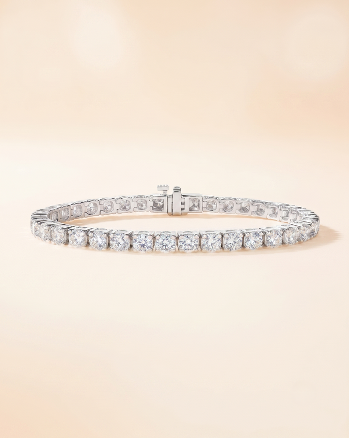 Lab Grown Round Diamond Four Prong Tennis Bracelet in Gold