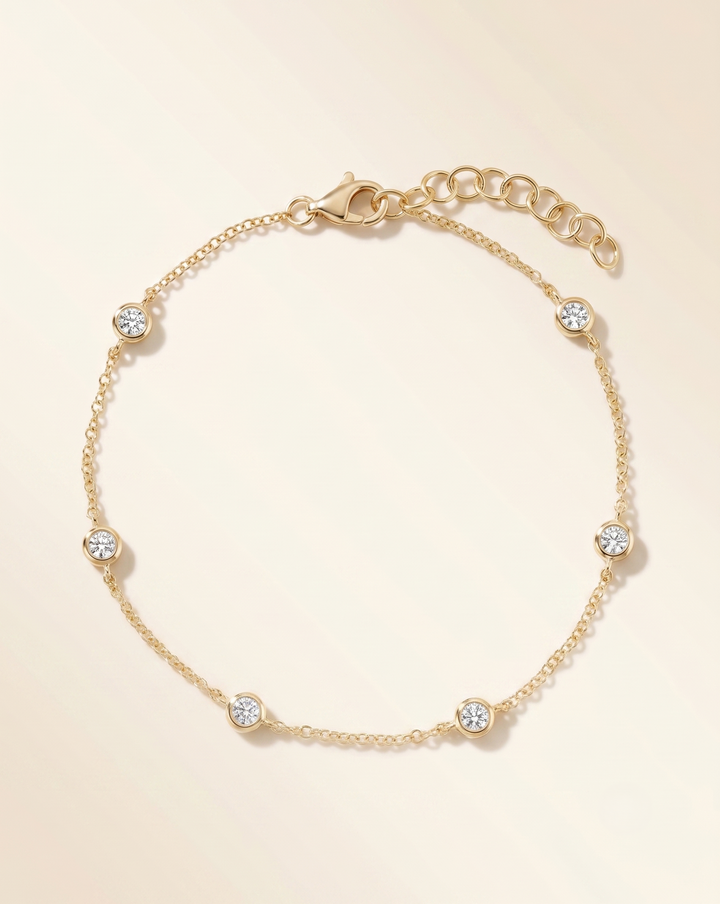 Lab Grown Bezel Set Diamond Station Chain Bracelet