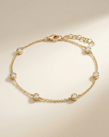Lab Grown Bezel Set Diamond Station Chain Bracelet