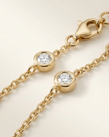 Lab Grown Bezel Set Diamond Station Chain Bracelet