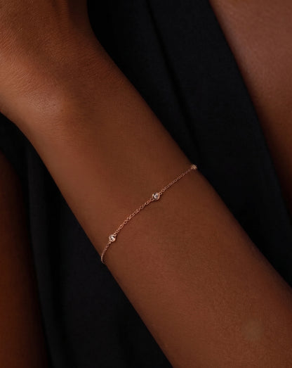 Lab Grown Bezel Set Diamond Station Chain Bracelet