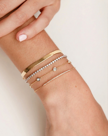 Lab Grown Bezel Set Diamond Station Chain Bracelet