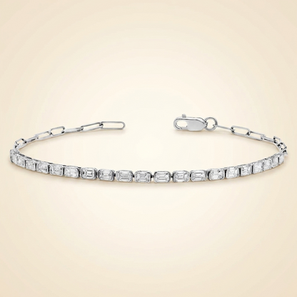 Lab Grown Emerald Cut Diamond Bezel Paperclip Bracelet