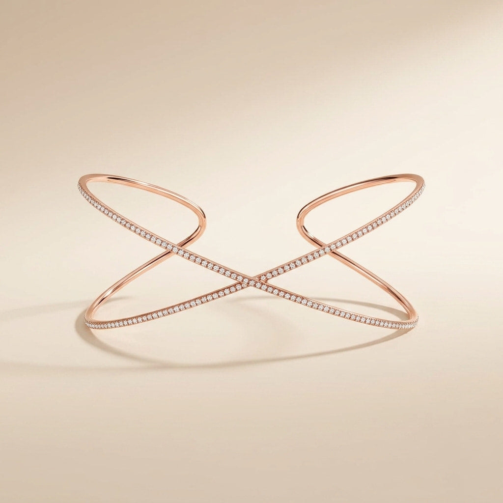 lab grown diamond criss cross cuff bracelet