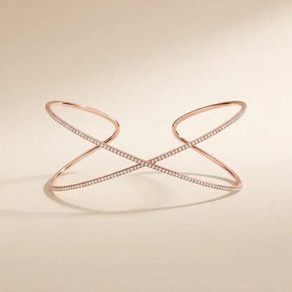 Lab Grown Diamond Criss Cross Cuff Bracelet