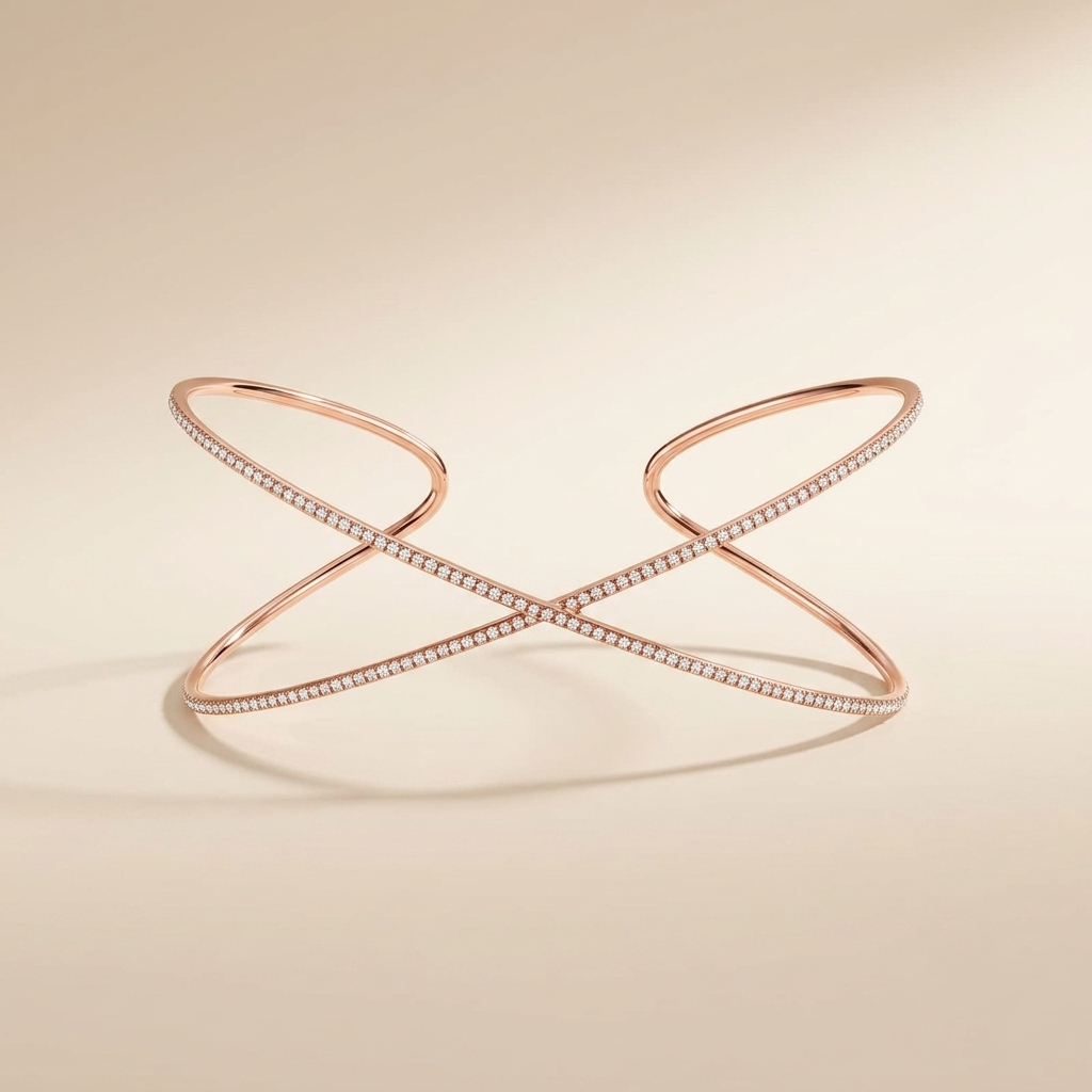 lab grown diamond criss cross cuff bracelet