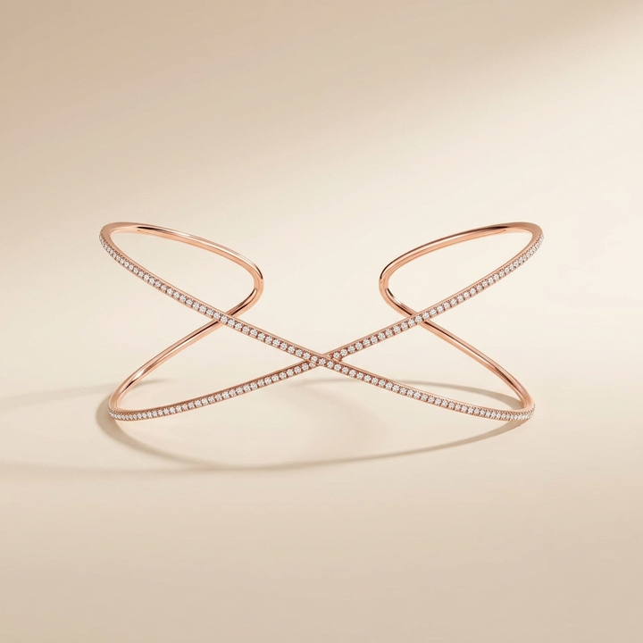 Lab Grown Diamond Criss Cross Cuff Bracelet
