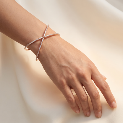Lab Grown Diamond Criss Cross Cuff Bracelet