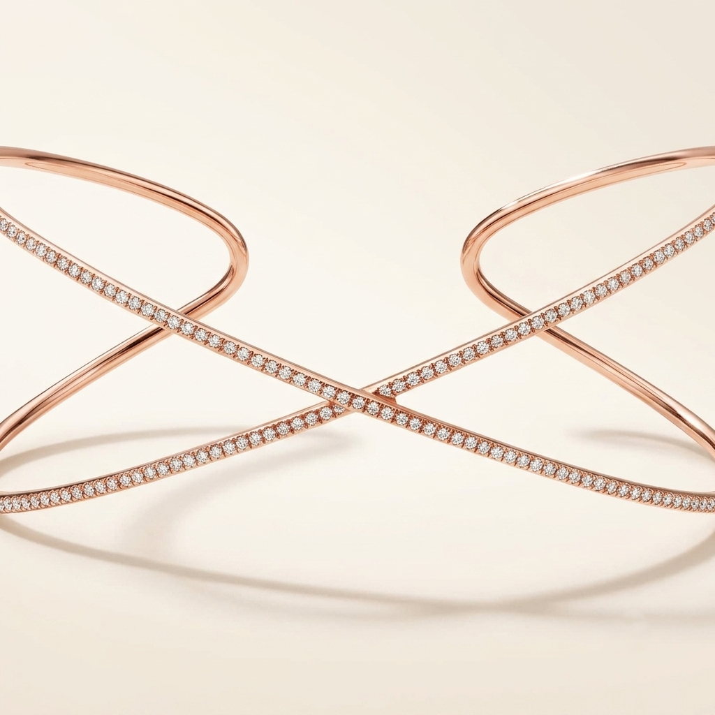 lab grown diamond criss cross cuff bracelet