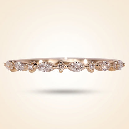 Alternating Marquise and Round Half Eternity Diamond Band