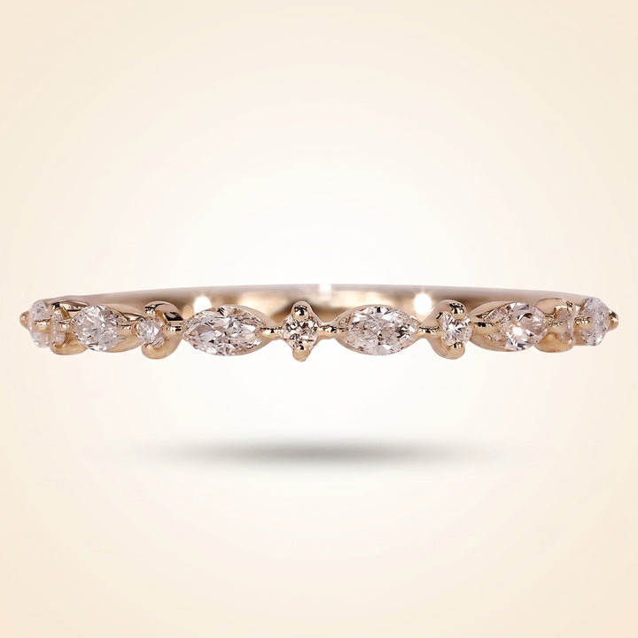 Alternating Marquise and Round Half Eternity Diamond Band