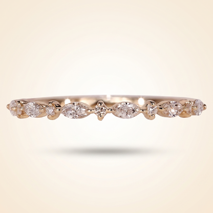Alternating Marquise and Round Half Eternity Diamond Band