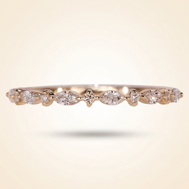 Alternating Marquise and Round Half Eternity Diamond Band