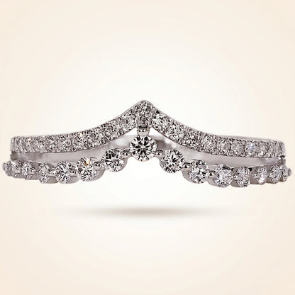 Double-Row Chevron Diamond Curved Wedding Band