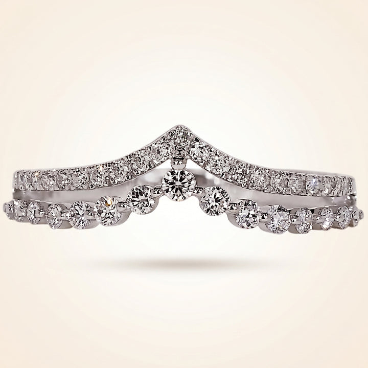 Double-Row Chevron Diamond Curved Wedding Band